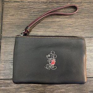 Coach X Disney Mickey Mouse black leather wristlet